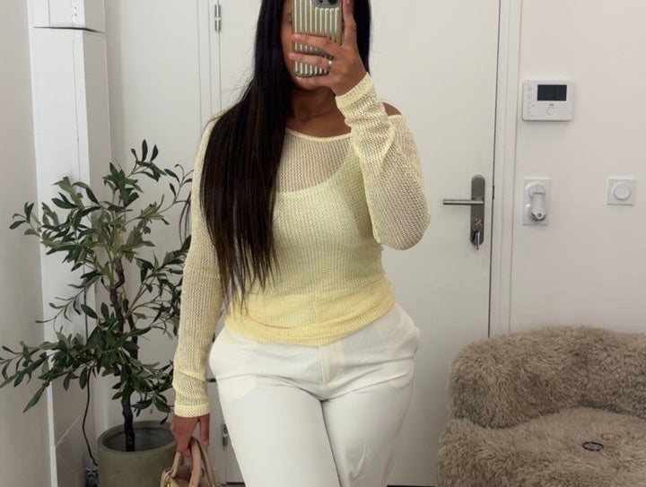 TOP EN MAILLE JAUNE