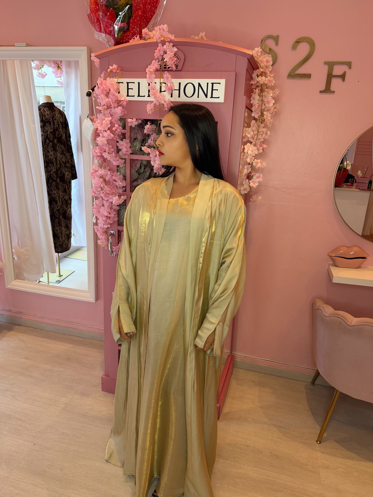 Kimono + robe vert pailleté