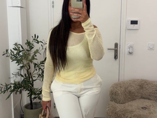 TOP EN MAILLE JAUNE
